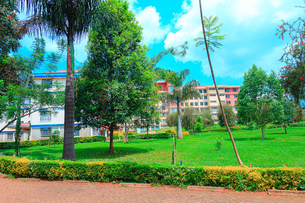 Green landscaped university grounds
